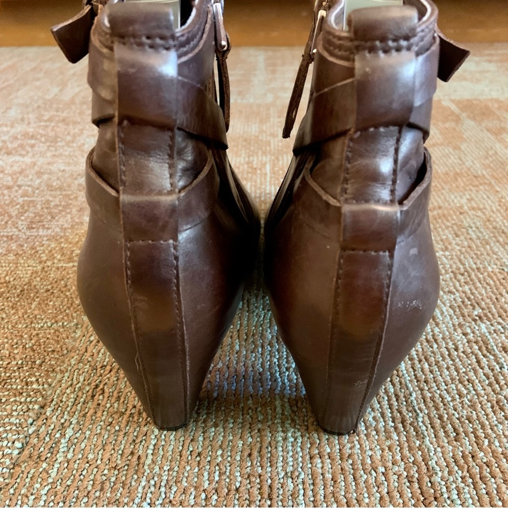 Sam Edelman Espresso Bean Brown Leather Maddox Side Zip Ankle Boots, size 9.5 - Picture 8 of 11